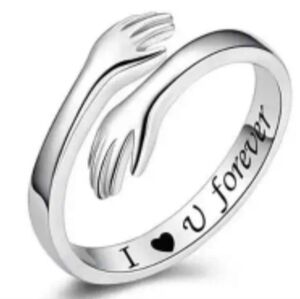 Alloy Adjustable Couple Hug Ring Size 8